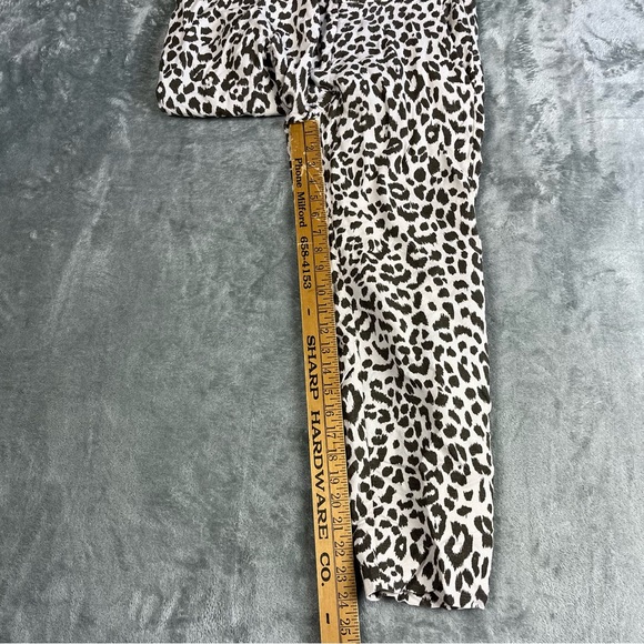 J Crew Leopard Print Linen Blend Plants 4 Stretchy Waist Jaguar Animal Preppy - Picture 8 of 14